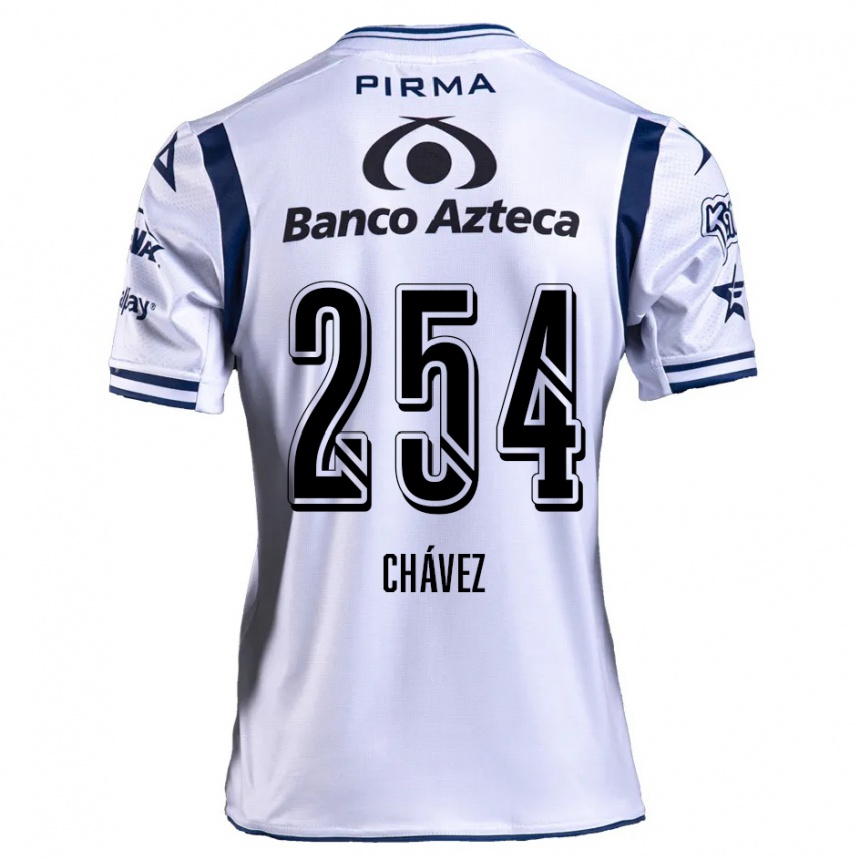 キッズフットボールJosé Chávez#254ホワイト ネイビーブルーホームシャツ2024/25ジャージーユニフォーム