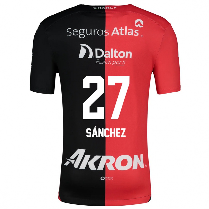 キッズフットボールAntonio Sánchez#27赤、黒ホームシャツ2024/25ジャージーユニフォーム