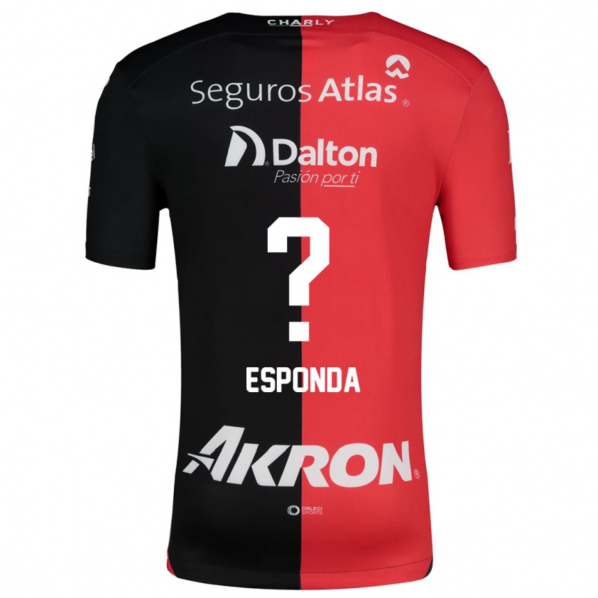 キッズフットボールMilton Esponda#0赤、黒ホームシャツ2024/25ジャージーユニフォーム