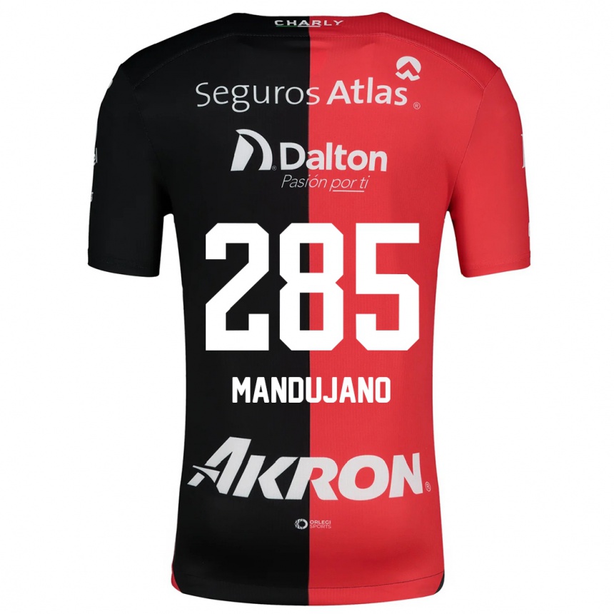 キッズフットボールSebastián Mandujano#285赤、黒ホームシャツ2024/25ジャージーユニフォーム