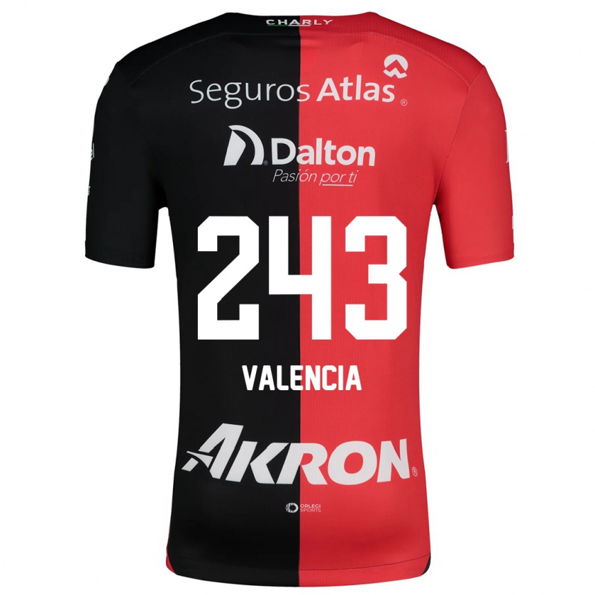 キッズフットボールLuis Valencia#243赤、黒ホームシャツ2024/25ジャージーユニフォーム