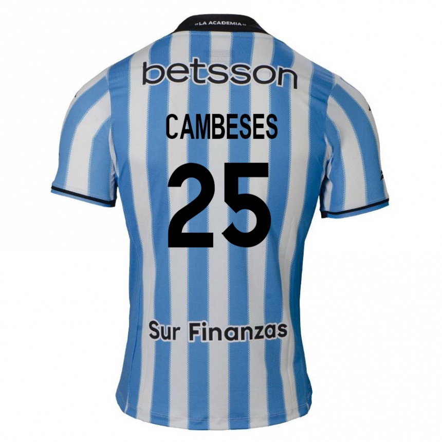 キッズフットボールFacundo Cambeses#25青 白 黒ホームシャツ2024/25ジャージーユニフォーム