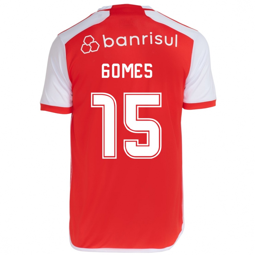 キッズフットボールBruno Gomes#15赤白ホームシャツ2024/25ジャージーユニフォーム