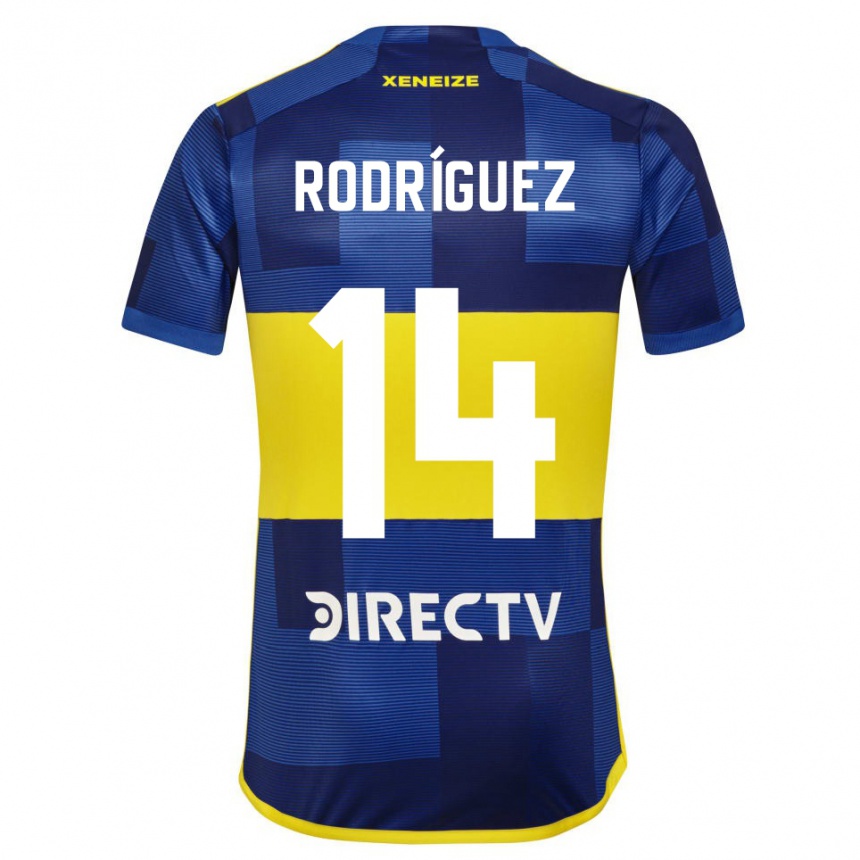 キッズフットボールIsaías Rodríguez#14青 黄ホームシャツ2024/25ジャージーユニフォーム