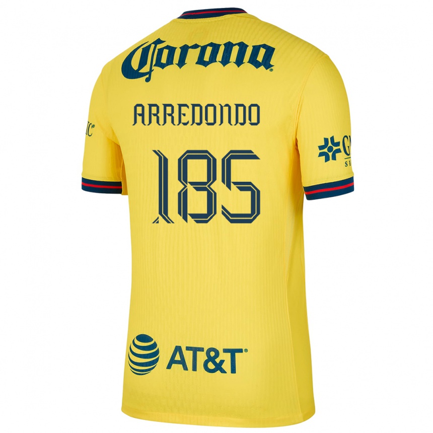 キッズフットボールAarón Arredondo#185黄 青ホームシャツ2024/25ジャージーユニフォーム