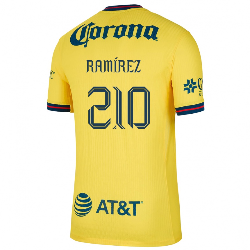 キッズフットボールMiguel Ramírez#210黄 青ホームシャツ2024/25ジャージーユニフォーム