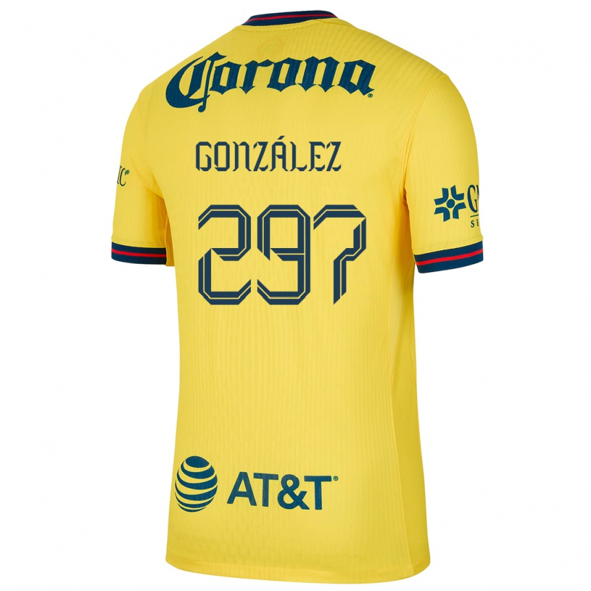 キッズフットボールOcélotl González#297黄 青ホームシャツ2024/25ジャージーユニフォーム