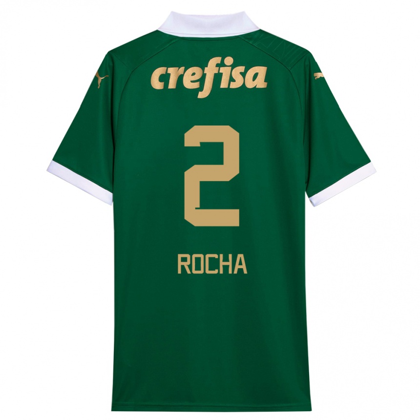 キッズフットボールMarcos Rocha#2グリーンホワイトホームシャツ2024/25ジャージーユニフォーム