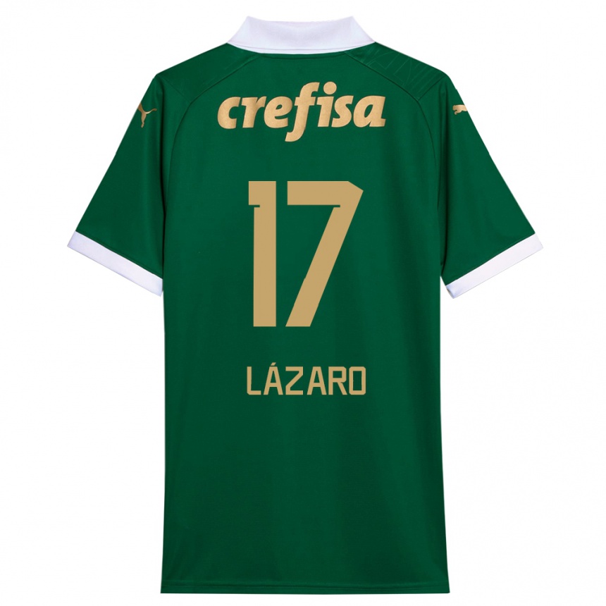 キッズフットボールLázaro#17グリーンホワイトホームシャツ2024/25ジャージーユニフォーム