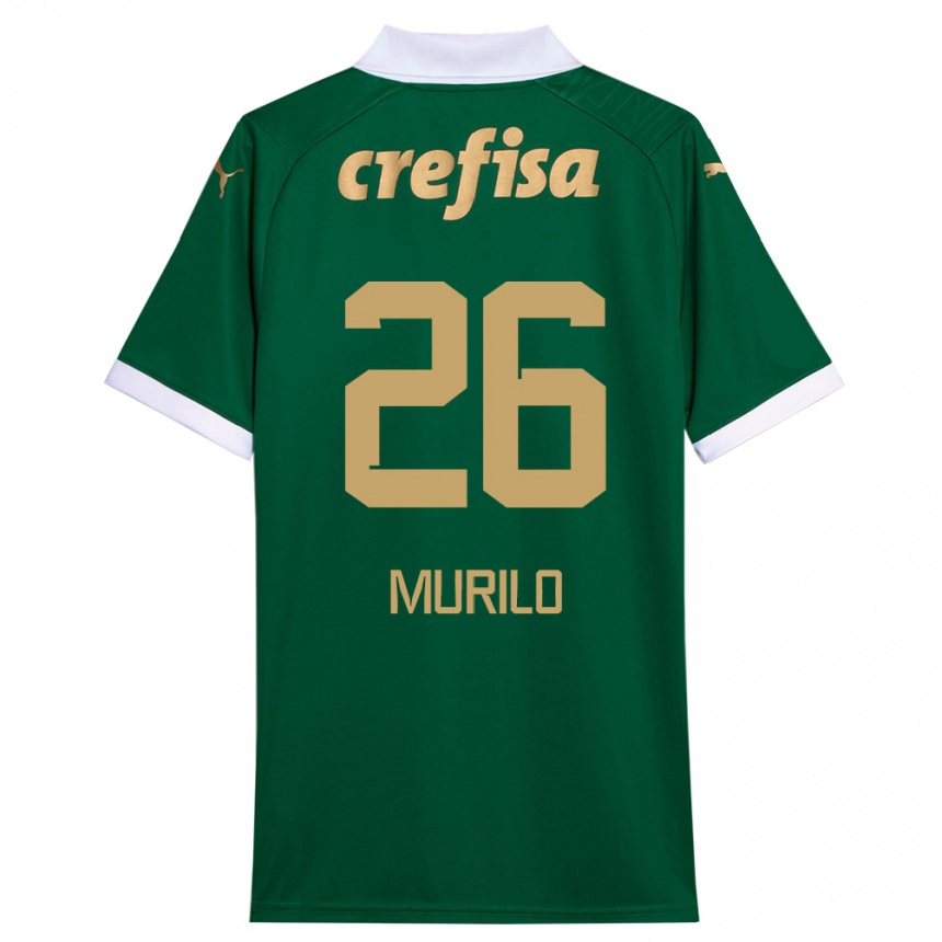 キッズフットボールMurilo#26グリーンホワイトホームシャツ2024/25ジャージーユニフォーム