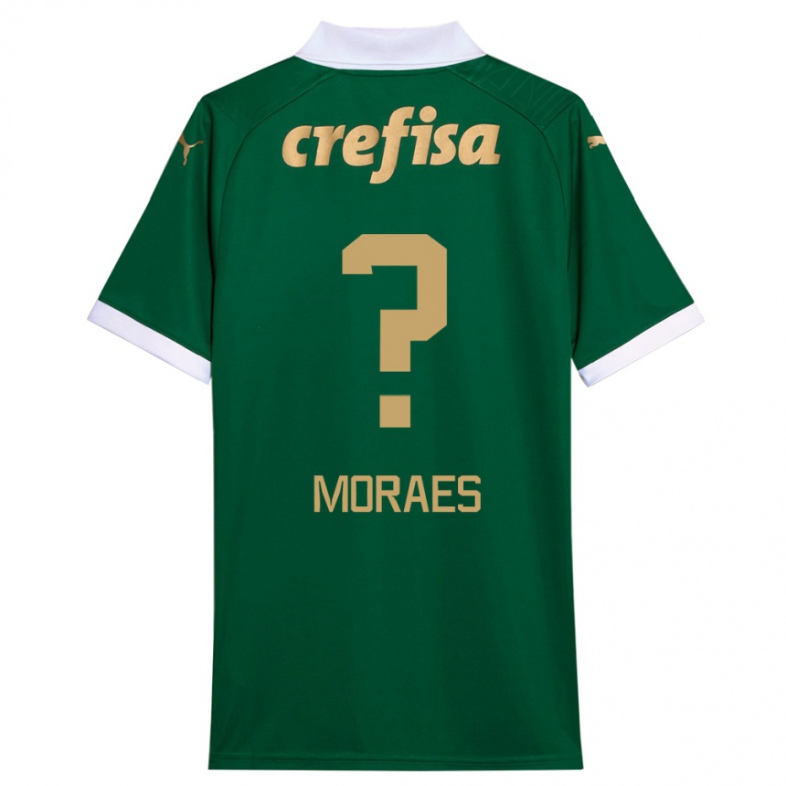 キッズフットボールKauã Moraes#0グリーンホワイトホームシャツ2024/25ジャージーユニフォーム