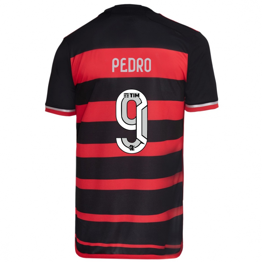 キッズフットボールPedro#9赤、黒ホームシャツ2024/25ジャージーユニフォーム