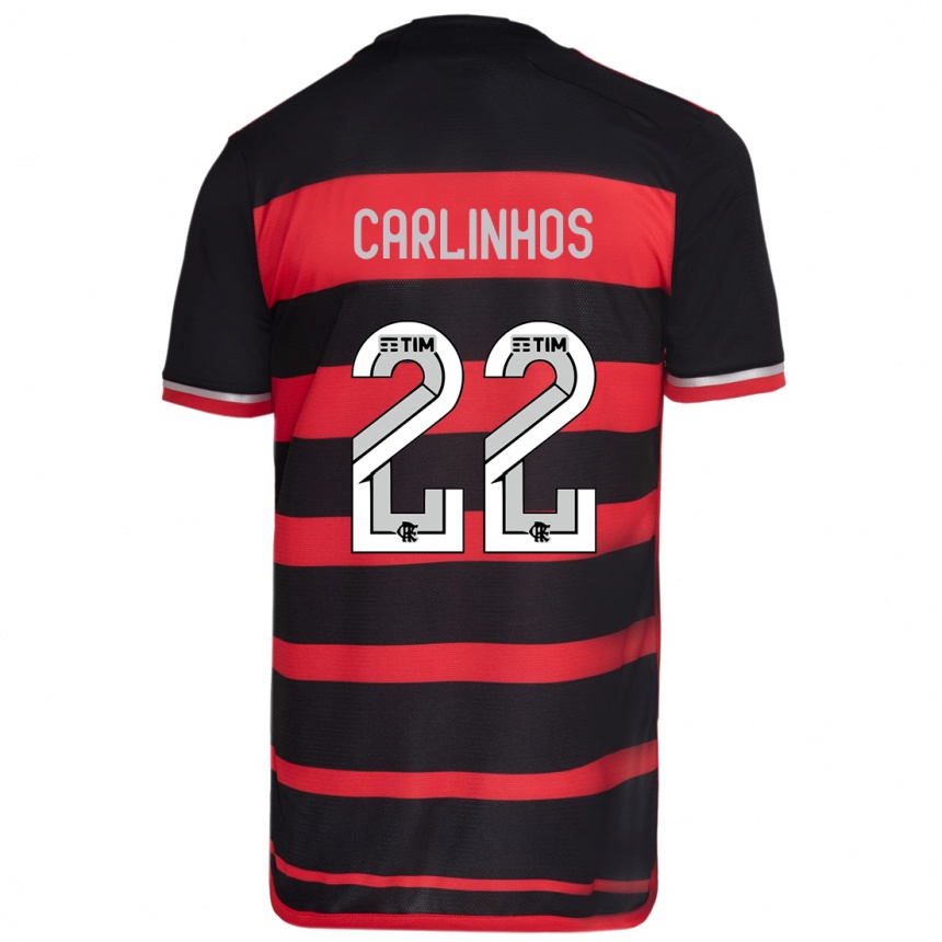 キッズフットボールCarlinhos#22赤、黒ホームシャツ2024/25ジャージーユニフォーム