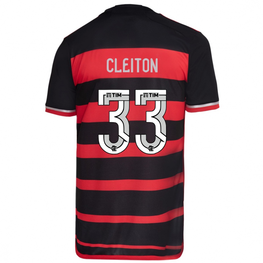 キッズフットボールCleiton#33赤、黒ホームシャツ2024/25ジャージーユニフォーム