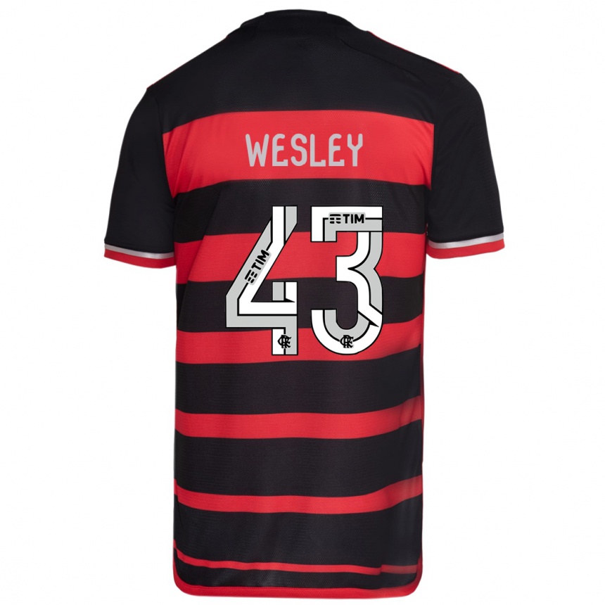 キッズフットボールWesley#43赤、黒ホームシャツ2024/25ジャージーユニフォーム