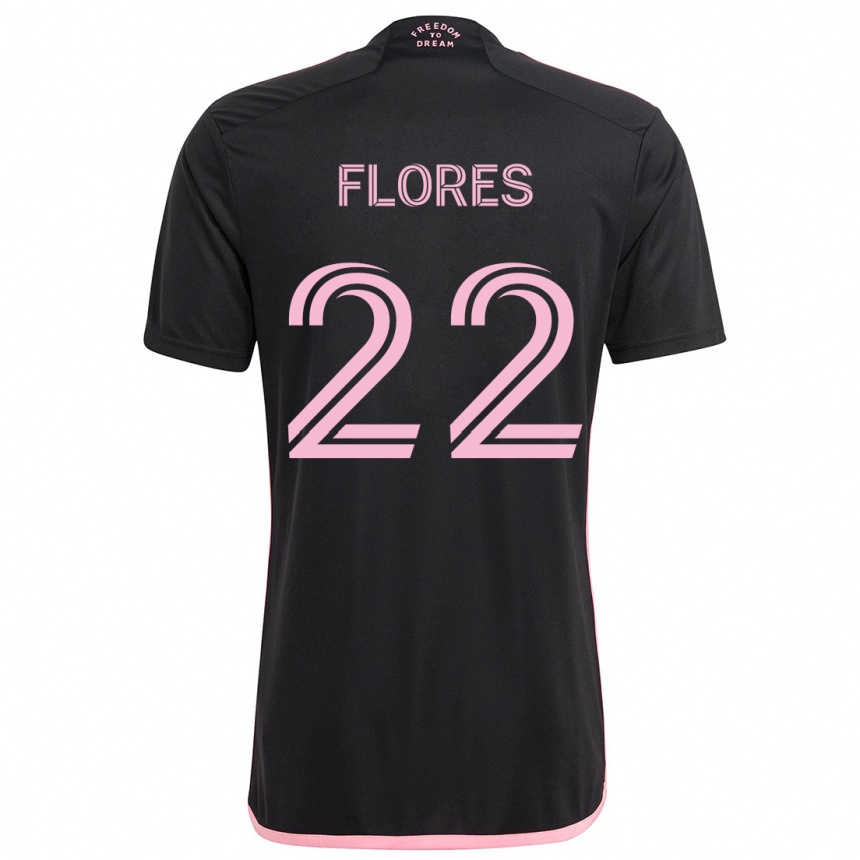 キッズフットボールAlejandro Flores#22黒アウェイシャツ2024/25ジャージーユニフォーム