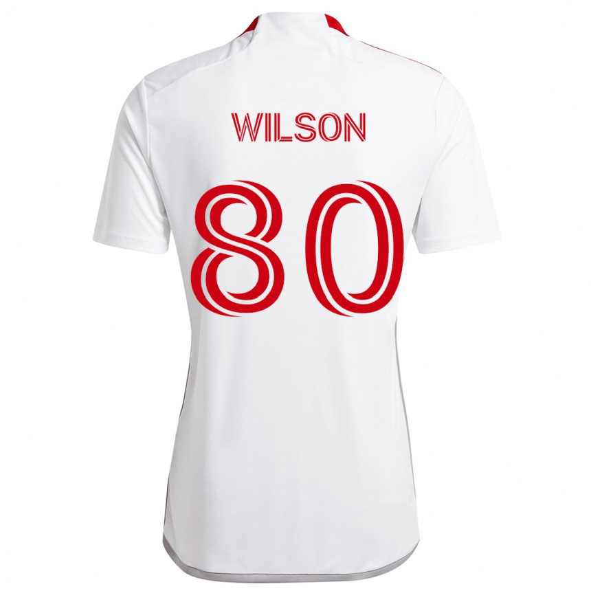 キッズフットボールShafique Wilson#80赤、白アウェイシャツ2024/25ジャージーユニフォーム