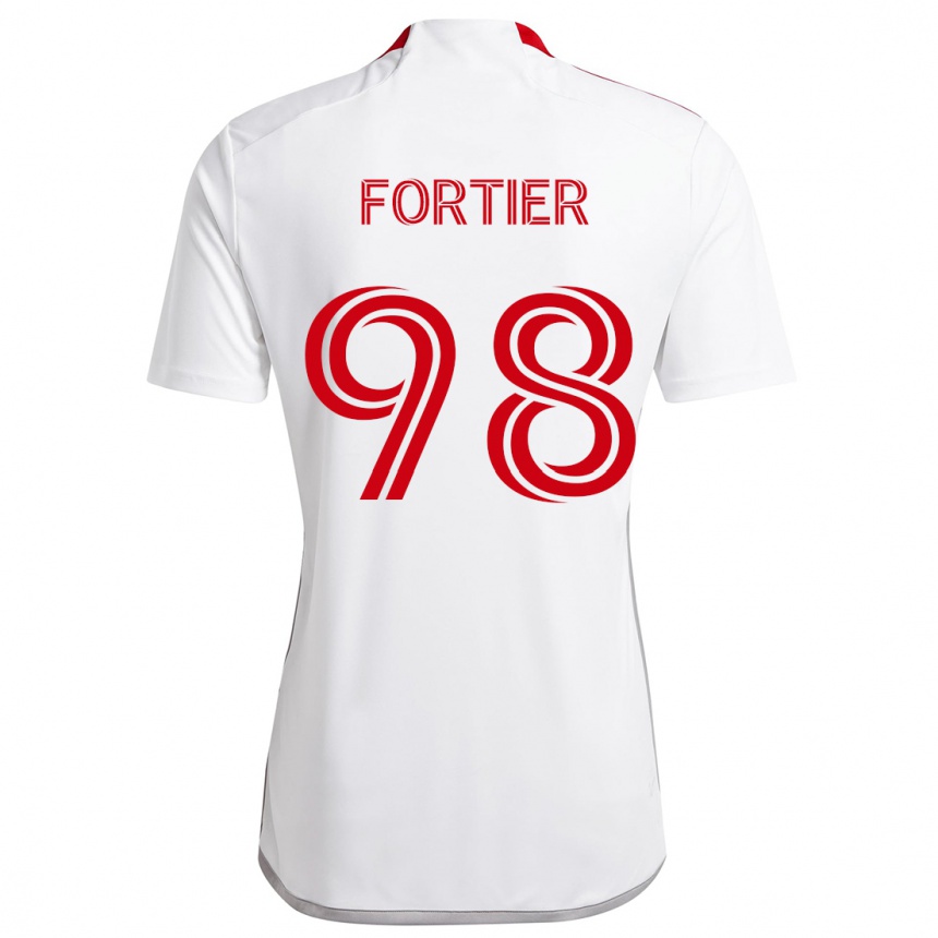 キッズフットボールKristjan Fortier#98赤、白アウェイシャツ2024/25ジャージーユニフォーム