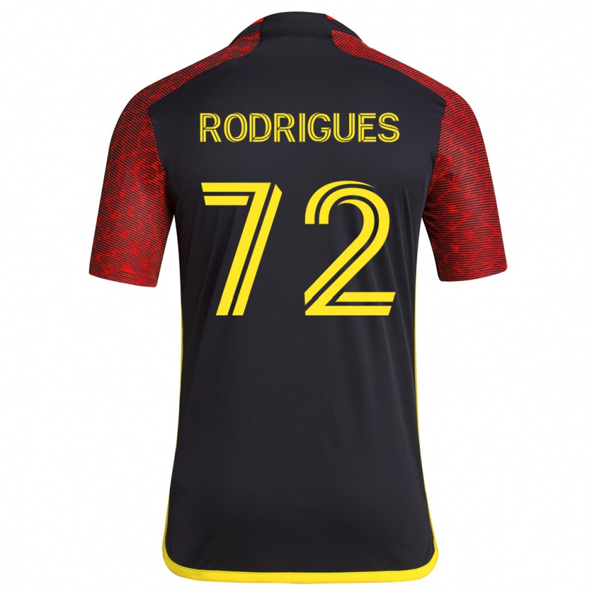 キッズフットボールBraudílio Rodrigues#72赤、黒アウェイシャツ2024/25ジャージーユニフォーム