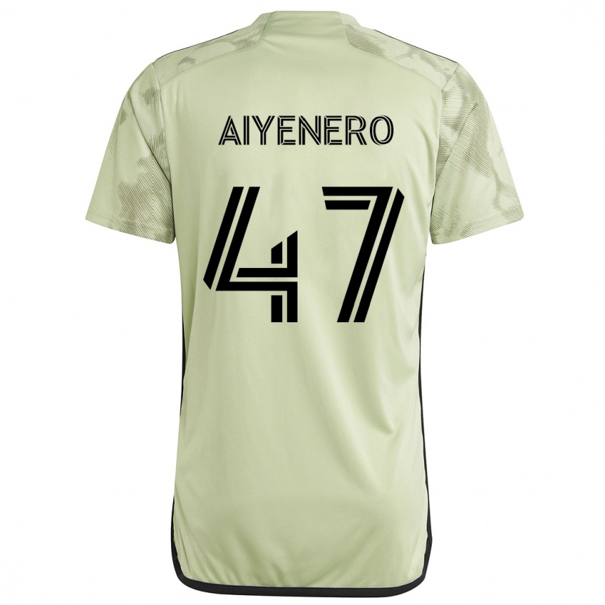 キッズフットボールMarius Aiyenero#47ライトグリーンアウェイシャツ2024/25ジャージーユニフォーム