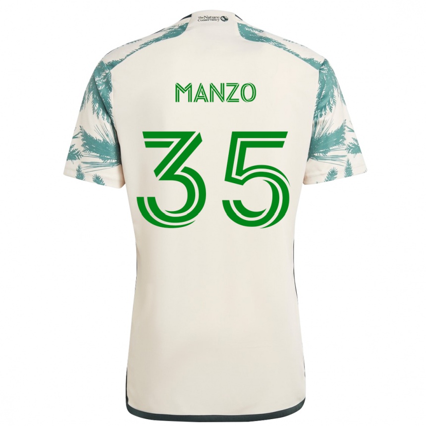 キッズフットボールAlexis Manzo#35ベージュブラウンアウェイシャツ2024/25ジャージーユニフォーム