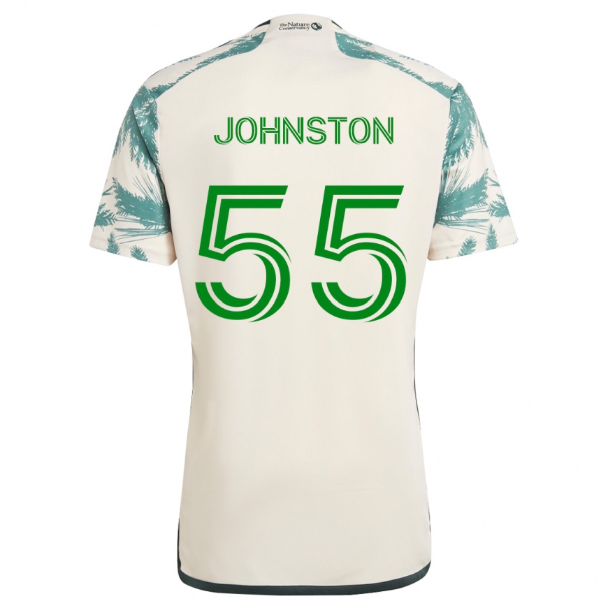 キッズフットボールMalcolm Johnston#55ベージュブラウンアウェイシャツ2024/25ジャージーユニフォーム