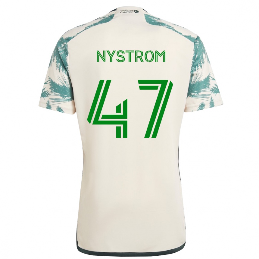 キッズフットボールMaximo Nystrom#47ベージュブラウンアウェイシャツ2024/25ジャージーユニフォーム