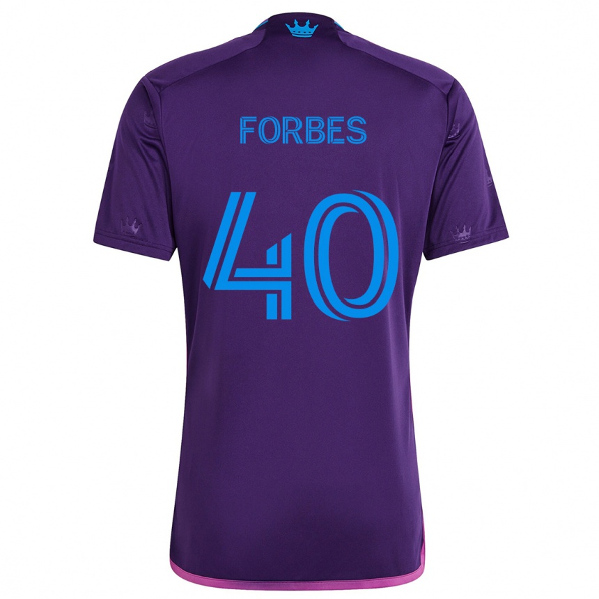 キッズフットボールJahlane Forbes#40パープルブルーアウェイシャツ2024/25ジャージーユニフォーム