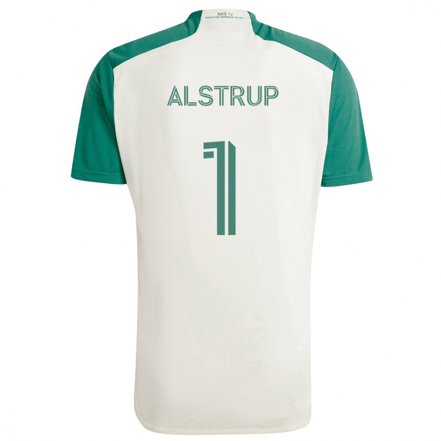 キッズフットボールMarcus Alstrup#1タンカラー グリーンアウェイシャツ2024/25ジャージーユニフォーム