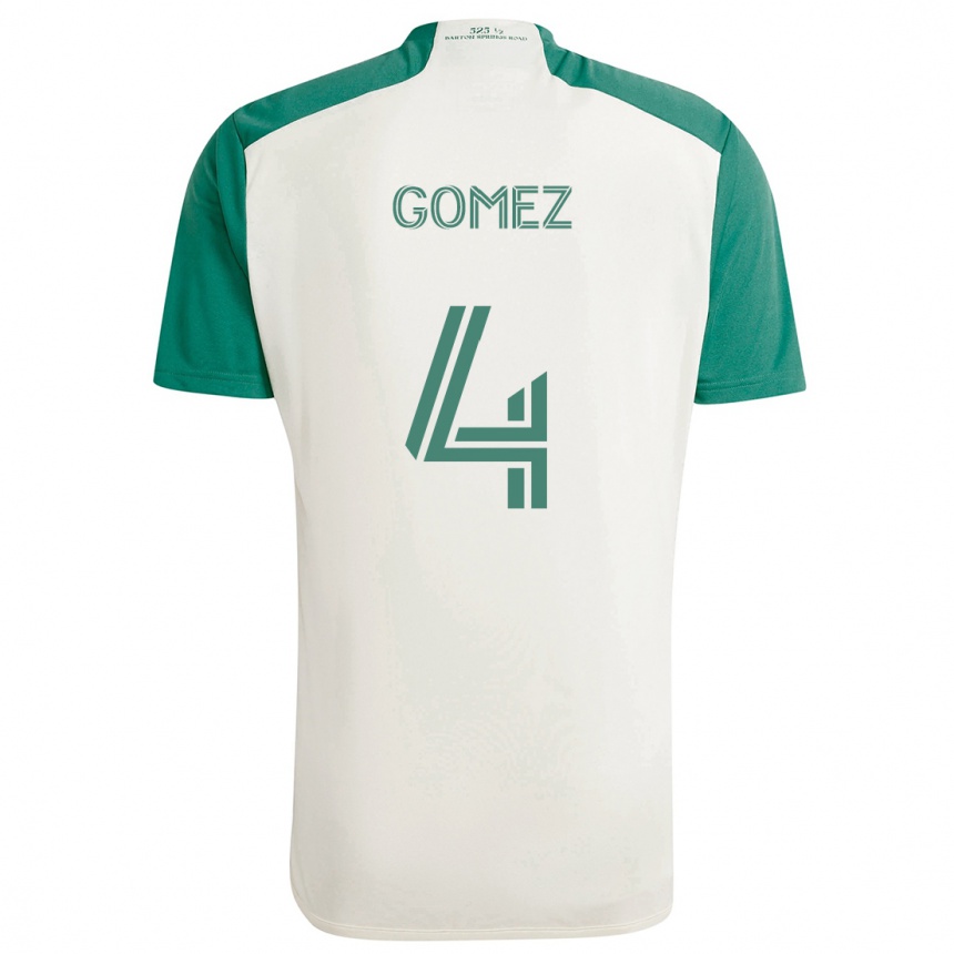 キッズフットボールAntonio Gomez#4タンカラー グリーンアウェイシャツ2024/25ジャージーユニフォーム