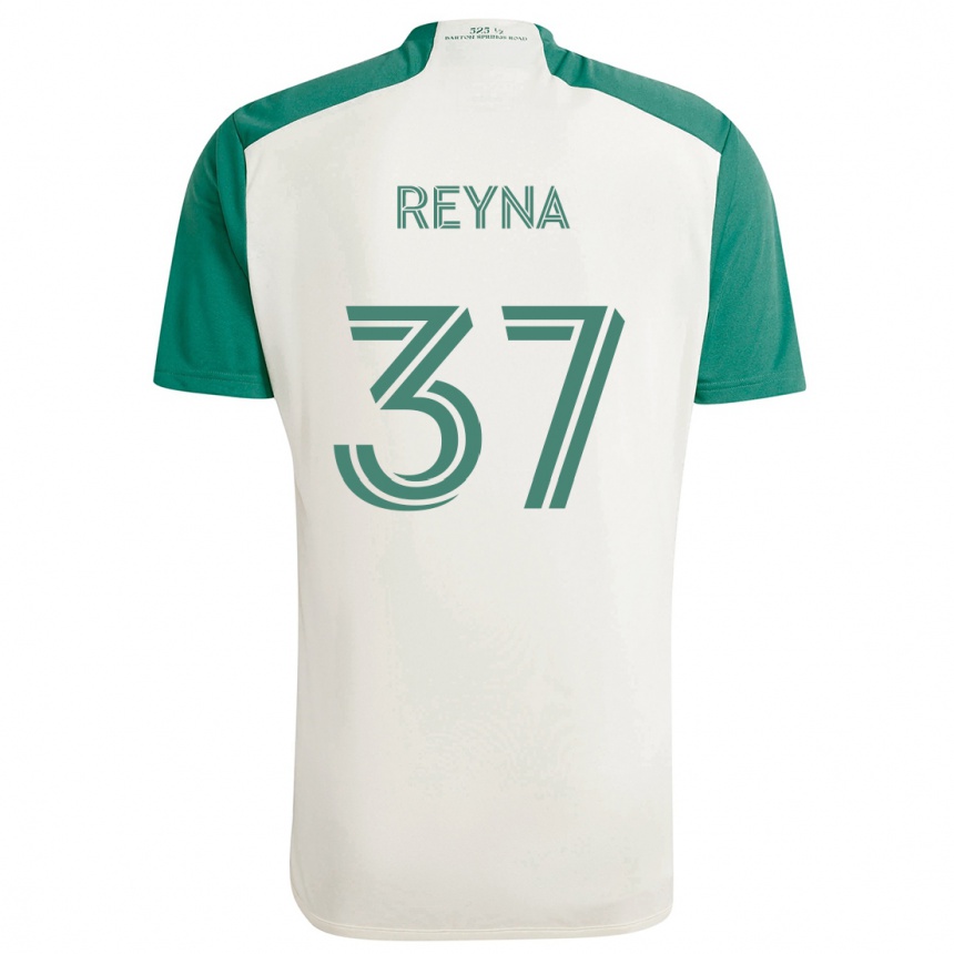 キッズフットボールJoah Reyna#37タンカラー グリーンアウェイシャツ2024/25ジャージーユニフォーム