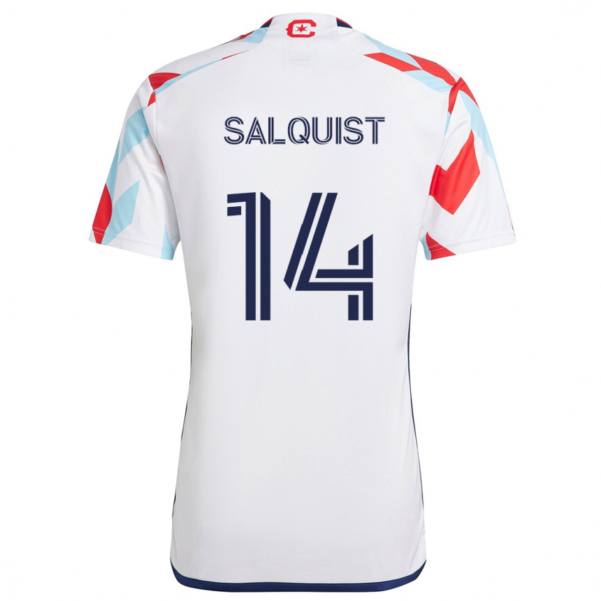 キッズフットボールTobias Salquist#14白 赤 青アウェイシャツ2024/25ジャージーユニフォーム