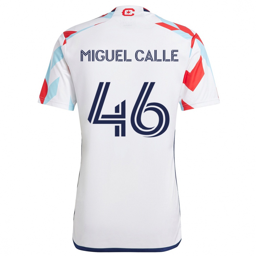 キッズフットボールJuan Miguel Calle#46白 赤 青アウェイシャツ2024/25ジャージーユニフォーム