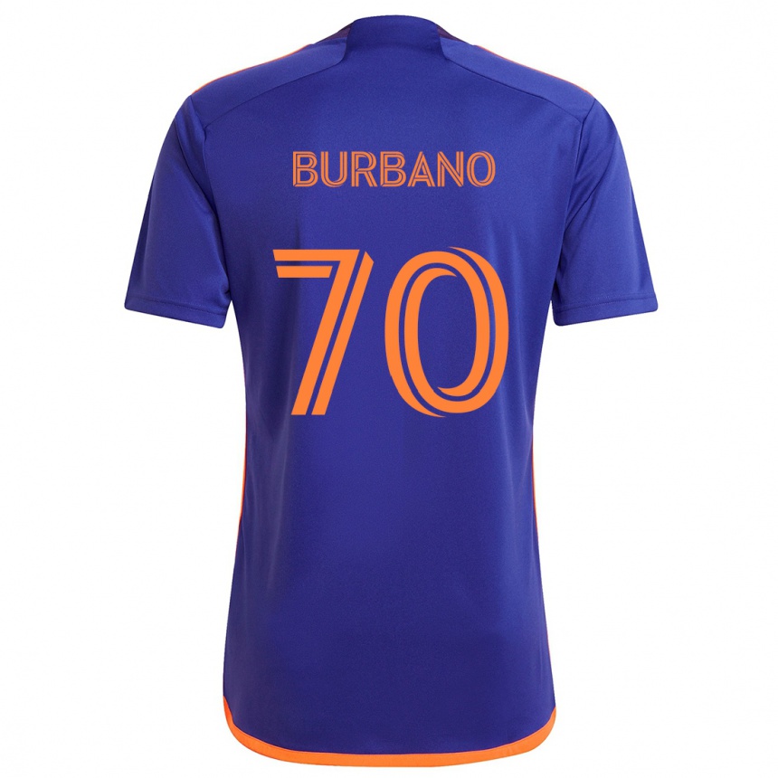 キッズフットボールJordy Burbano#70パープルオレンジアウェイシャツ2024/25ジャージーユニフォーム