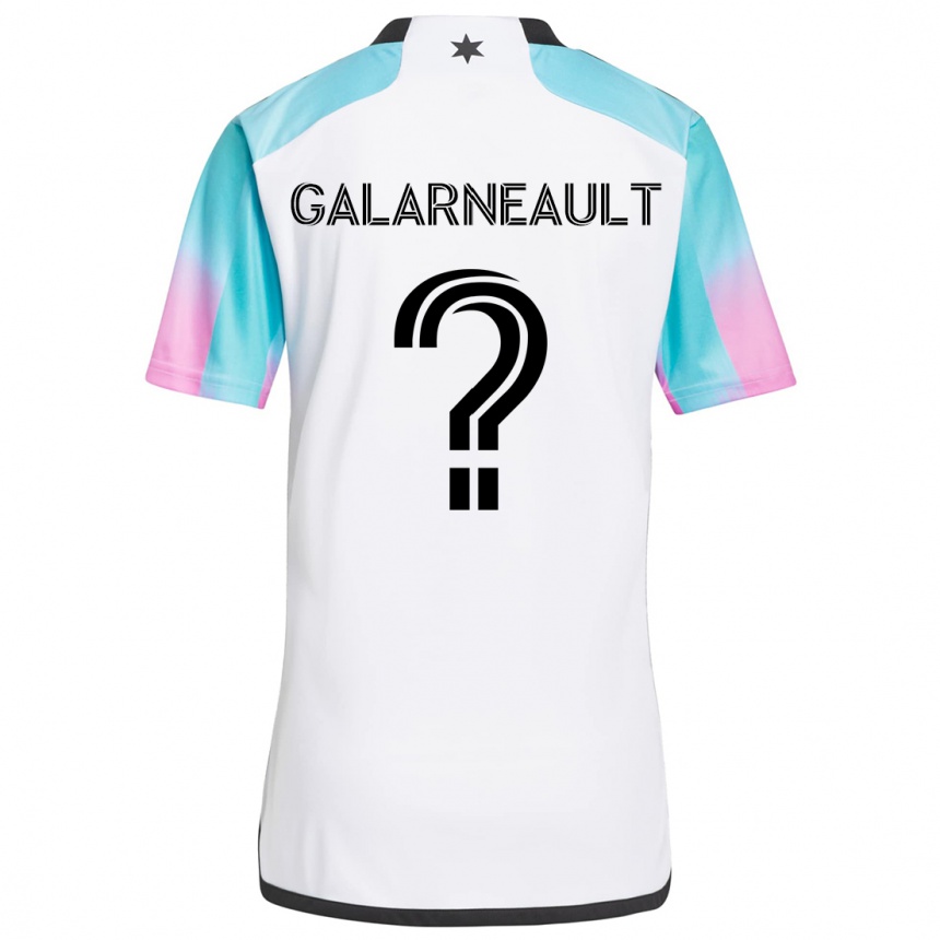 キッズフットボールBenjamin Galarneault#0白 青 黒アウェイシャツ2024/25ジャージーユニフォーム