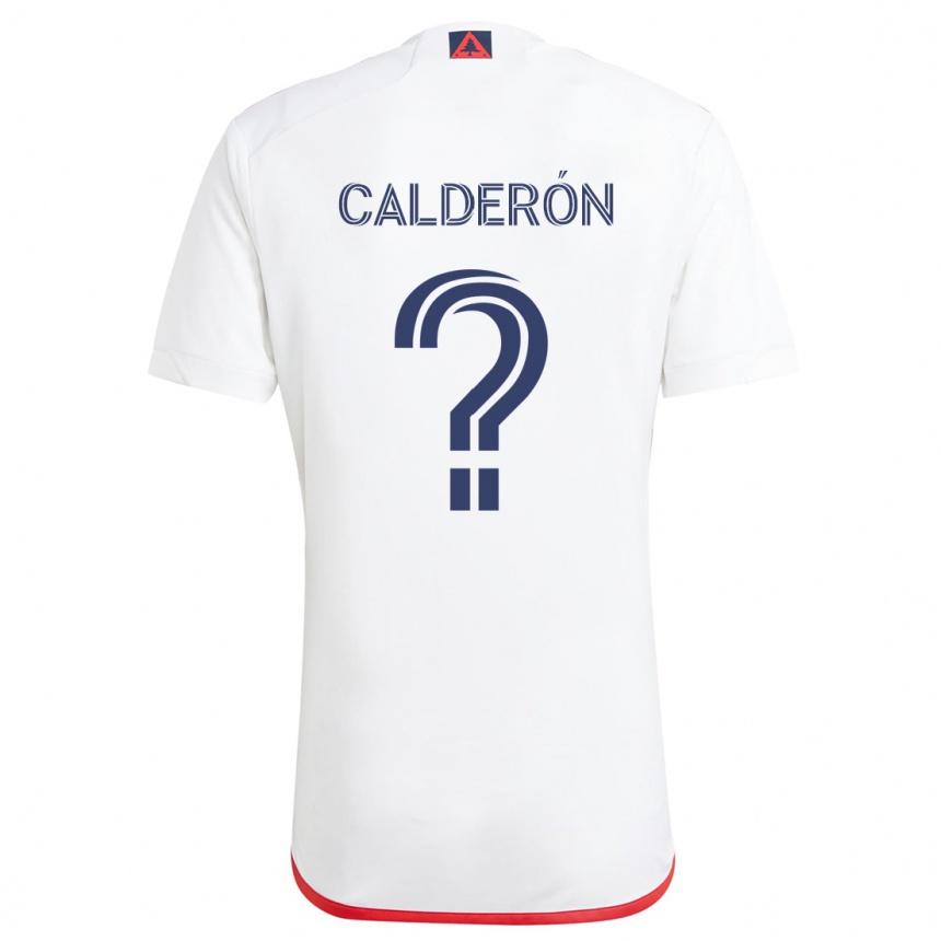 キッズフットボールGio Calderón#0赤、白アウェイシャツ2024/25ジャージーユニフォーム