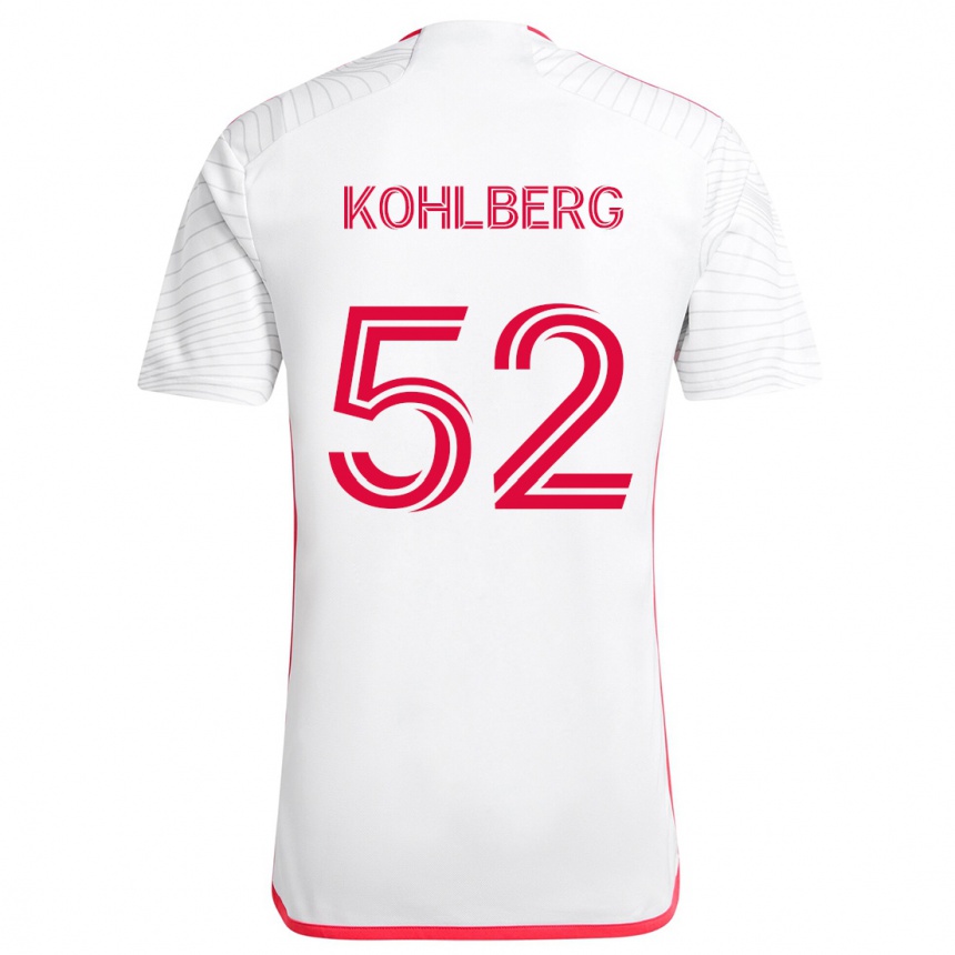 キッズフットボールAndrew Kohlberg#52赤、白アウェイシャツ2024/25ジャージーユニフォーム