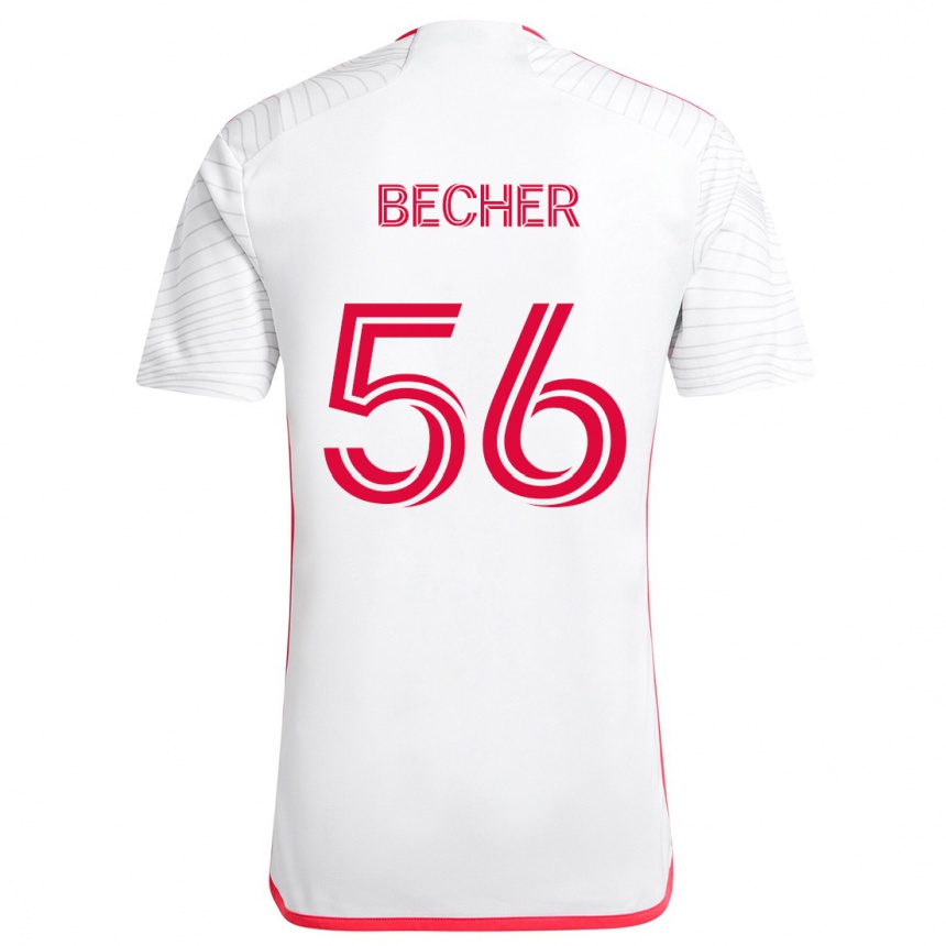 キッズフットボールRyan Becher#56赤、白アウェイシャツ2024/25ジャージーユニフォーム