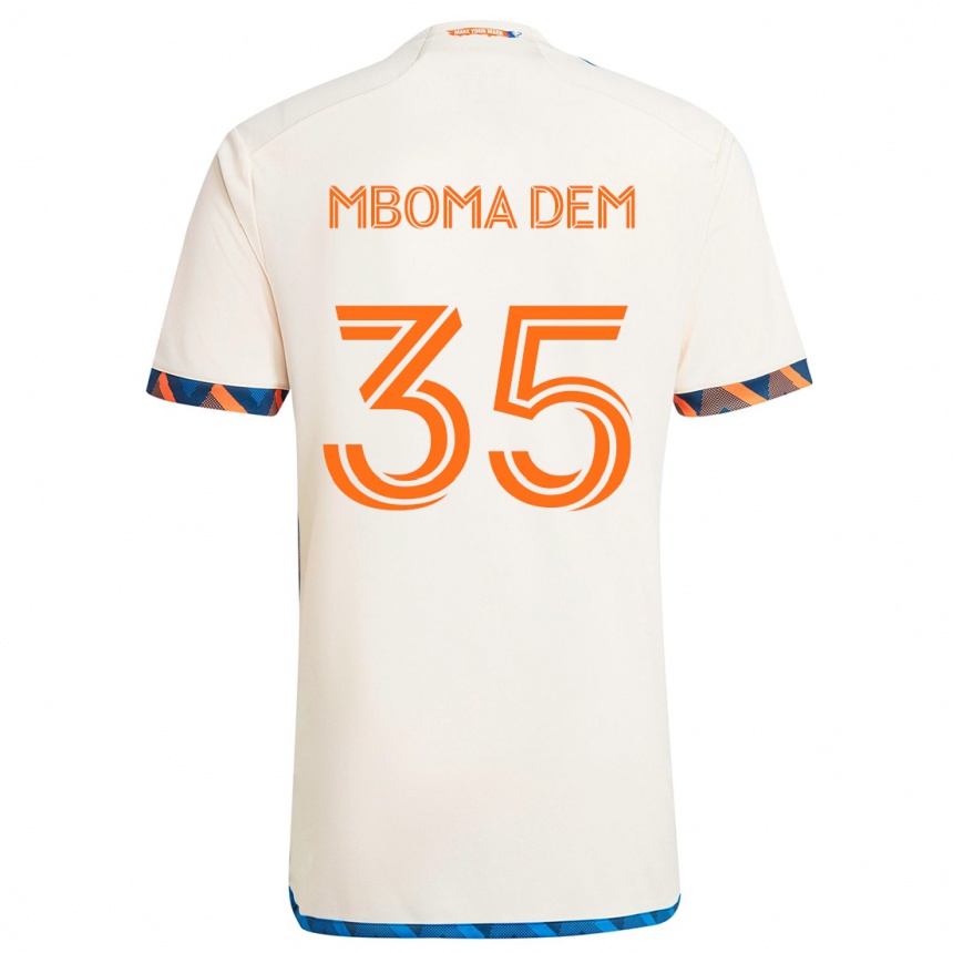 キッズフットボールKenji Mboma Dem#35ホワイトオレンジアウェイシャツ2024/25ジャージーユニフォーム