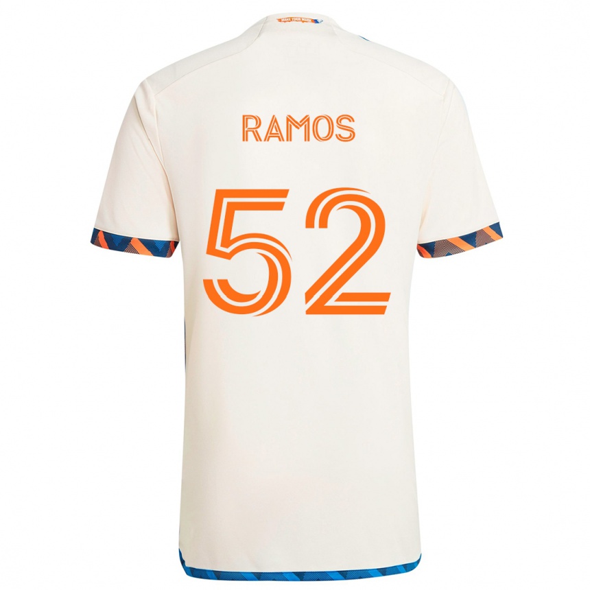 キッズフットボールYair Ramos#52ホワイトオレンジアウェイシャツ2024/25ジャージーユニフォーム