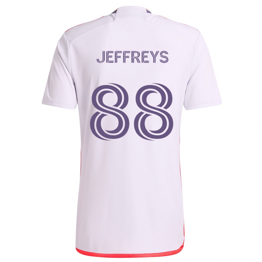 キッズフットボールTj Jeffreys#88白 赤 紫アウェイシャツ2024/25ジャージーユニフォーム