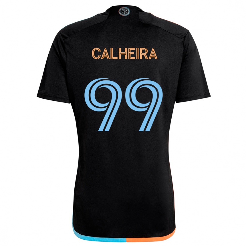 キッズフットボールTaylor Calheira#99ブラック オレンジ ブルーアウェイシャツ2024/25ジャージーユニフォーム