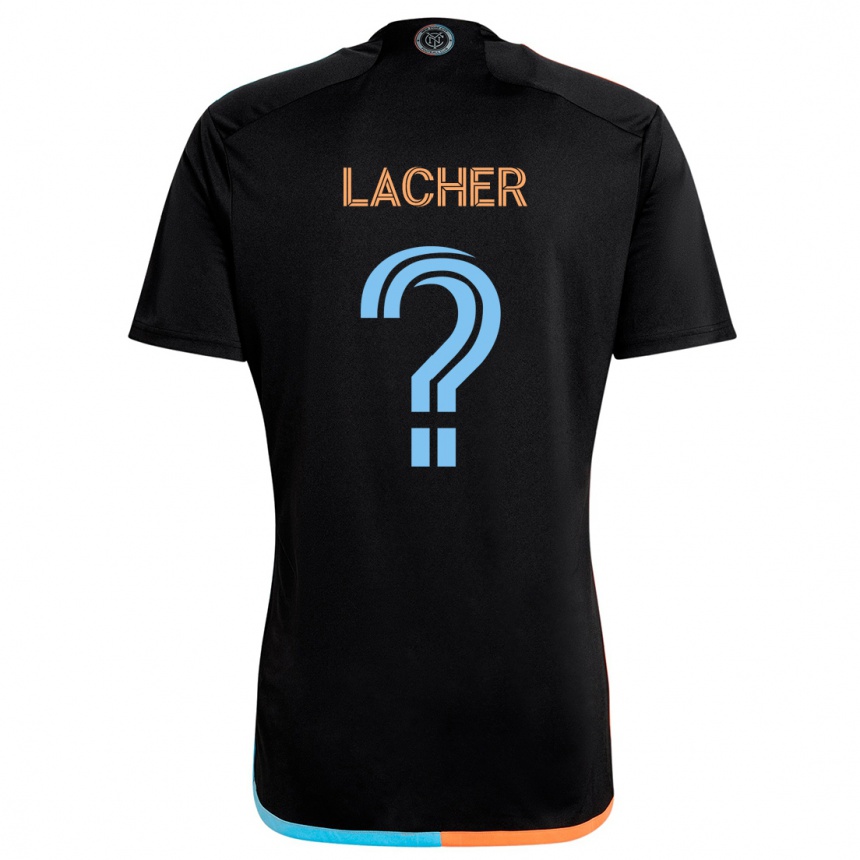 キッズフットボールJulien Lacher#0ブラック オレンジ ブルーアウェイシャツ2024/25ジャージーユニフォーム