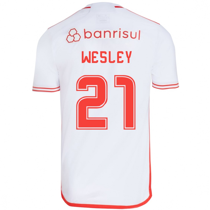 キッズフットボールWesley#21赤、白アウェイシャツ2024/25ジャージーユニフォーム