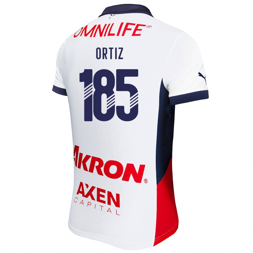 キッズフットボールGibrán Ortiz#185白 赤 青アウェイシャツ2024/25ジャージーユニフォーム