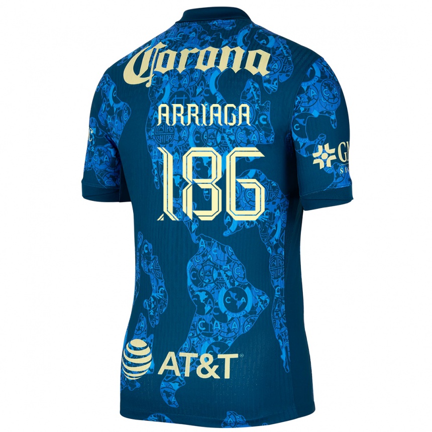 キッズフットボールDiego Arriaga#186青 黄アウェイシャツ2024/25ジャージーユニフォーム