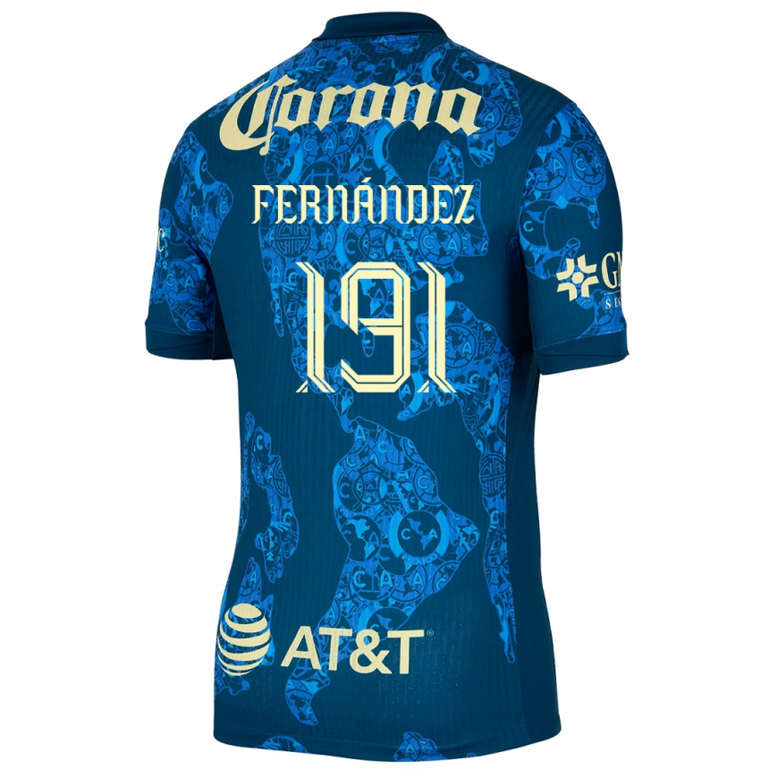 キッズフットボールAdrián Fernández#191青 黄アウェイシャツ2024/25ジャージーユニフォーム