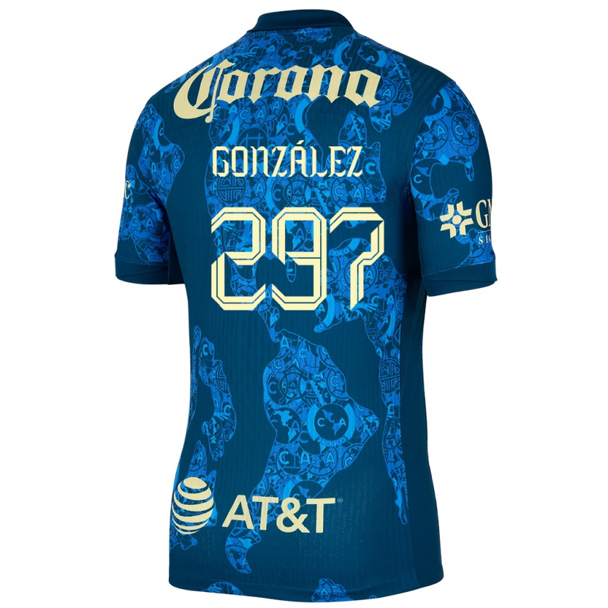 キッズフットボールOcélotl González#297青 黄アウェイシャツ2024/25ジャージーユニフォーム