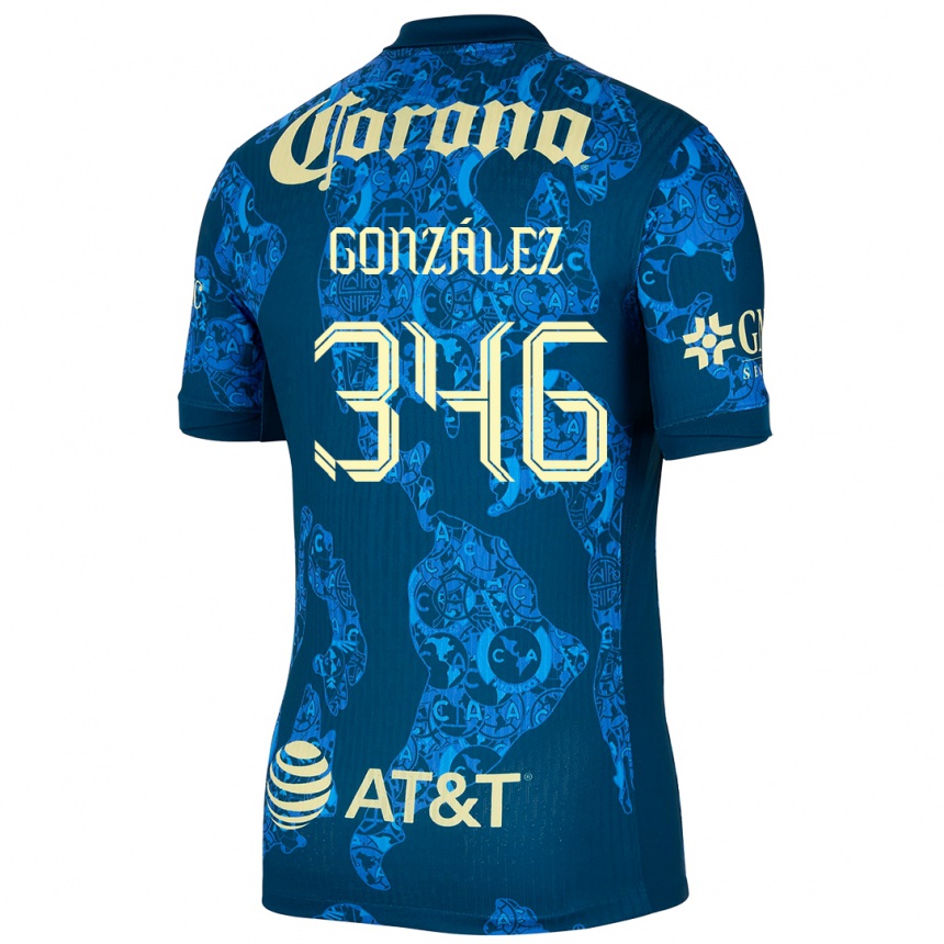 キッズフットボールRicardo González#346青 黄アウェイシャツ2024/25ジャージーユニフォーム