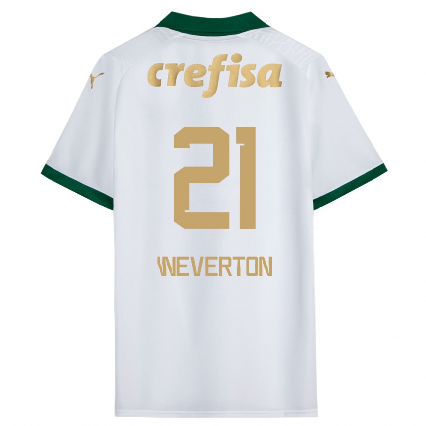 キッズフットボールWeverton#21ホワイト グリーンアウェイシャツ2024/25ジャージーユニフォーム